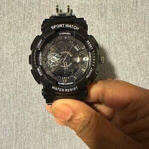 Black Sport Watch with Digital Display